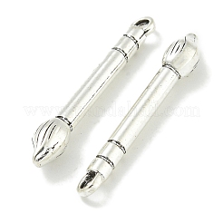 合金のチベット風チャーム  鉛フリー＆カドミウムフリー  筆  アンティークシルバー  29.5x4.5x4.3mm  穴：2mm&nbsp;TIBE-I026-5979AS