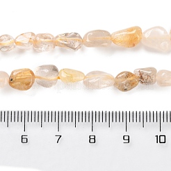 天然石ゴールドルチルクォーツビーズ連売り  ナゲット  タンブルストーン  4.5~11.5x3~7x3.5~6mm  穴：1~1.2mm  約48~68個/連  15.35~15.94''（39~40.5センチメートル）&nbsp;G-P497-01C-33