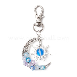 Synthetic Moonstone & Alloy Moon Sun Pendant Decorations&nbsp;HJEW-JM04647-01