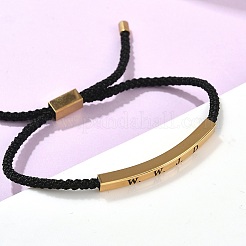 Word WWJD Polyester Cord Slider Bracelets&nbsp;BJEW-P384-01G