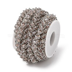 304ステンレススチールガラスリンクチェーン  溶接されていない  スプールで  ピンク  10x8x8mm&nbsp;CHS-L029-10P-05