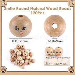 120Pcs Unfinished Natural Wood Beads&nbsp;WOOD-GF0002-21A