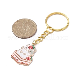 イチゴ猫合金エナメルペンダントキーホルダー  アイアンキーホルダーリング付き  ミックスカラー  7.5~8cm&nbsp;KEYC-JKC00575