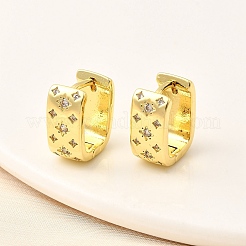 Brass Micro Pave Cubic Zirconia Rectangle Dangle Earrings&nbsp;EJEW-L305-08G-02