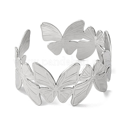 女性用バタフライ 304 ステンレススチール バングル  ステンレス鋼色  内径：2-1/8x1-7/8インチ（5.3x4.8cm）&nbsp;BJEW-B104-05P