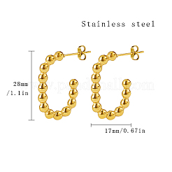 304ステンレススチール製オーバルスタッドピアス  女性用ハーフフープピアス  ゴールドカラー  28x17mm&nbsp;JR0497-1