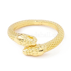 Rack Plating Brass Double Snake Open Cuff Ring for Women&nbsp;RJEW-I083-19G