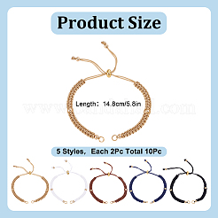 10Pcs 5 Colors Braided Nylon Cord Slider Bracelet Makings&nbsp;AJEW-GO00047
