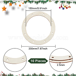 工芸品用リースフレーム10個  木製フラワーアレンジメントクラフトリング  ベージュ  200x2.5mm  内径：150mm&nbsp;WOOD-FG0001-34