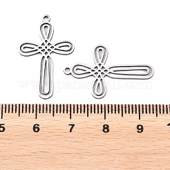 ステンレスペンダント201個  トリケトラノットクロスチャーム  ステンレス鋼色  27x17x1mm  穴：1.4mm&nbsp;STAS-B135-08P