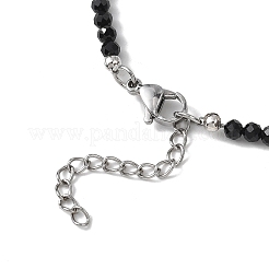 Electroplate Glass Triangle and Faceted Round Natural Black Spinel Beaded Necklaces for Women&nbsp;NJEW-JN05666