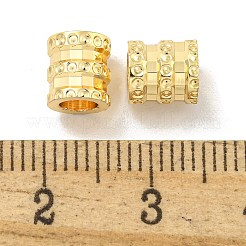 真鍮製ヨーロピアンビーズ  大穴ビーズ  長持ちメッキ  鉛フリー＆カドミウムフリー  スジ入りビーズ  コラム  ゴールドカラー  7x6mm  穴：4mm&nbsp;KK-L075-007LG