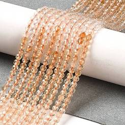 加熱された天然シトリンビーズ連売り  多面カット  ラウンド  グレードAA  2~2.5x2~2.5mm  穴：0.7mm  約126~127個/連  15.39''~15.47''（39.1~39.3センチメートル）&nbsp;G-Q002-B04-01