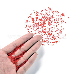 12/0 FGBグレードAラウンドガラスシードビーズ  透明なつや消しスタイル  レッド  2x1.5mm  穴：0.8mm  30000個/袋&nbsp;SEED-Q006-M07