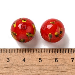手作りランプワークビーズ連売り  花模様の丸  ファイヤーブリック  16mm  穴：1.5~1.8mm  約27~28個/連  16.14~16.93''（41~43センチメートル）&nbsp;LAMP-G162-08B-05