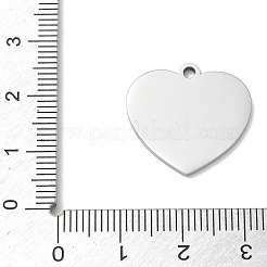 304ステンレスペンダント  ハートチャーム  空白タグのスタンプ  ステンレス鋼色  20x21x1.5mm  穴：1.8mm&nbsp;SA-CBA28C1-03P