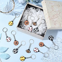 25Pcs 5 Styles Sports Series Silicone Keychains&nbsp;KEYC-SC0002-01