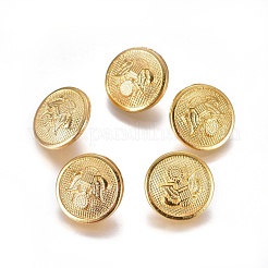 合金シャンクボタン  フラットラウンド  ゴールドカラー  15x7.5mm  穴：2mm&nbsp;BUTT-WH0014-09B