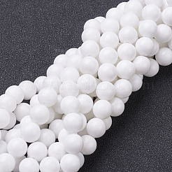 天然石馬山ジェイドラウンドビーズ連売り  染め  ホワイト  8mm  穴：1mm  約48個/連  15インチ&nbsp;G-D263-8mm-XS01
