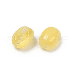透明ガラスビーズ  コー​​ヒー豆  焼き付け塗料  ゴールド  11x8.5x6.5mm  穴：1mm&nbsp;LS-DGLA-E004-15M