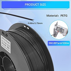330m petg 3D プリンター フィラメント  3Dプリンターの消耗品  ブラック  1.75mm  約360.89ヤード（330m）/ロール&nbsp;OCOR-WH0081-38A