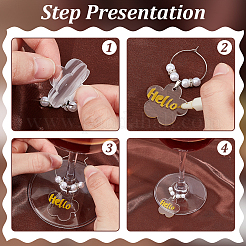 24Pcs Flower Acrylic Wine Glass Charms&nbsp;HJEW-BC00037