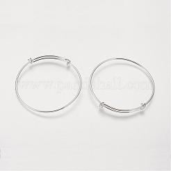 調整可能な真鍮製バングル  銀色のメッキ  直径：68~71mm  内径：64~67mm  長さ調節可能：32~36mm&nbsp;KK-H176-S