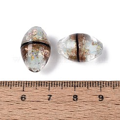 ツートンカラーの手作りホイルガラスビーズ  腰のドラム  ホワイトスモーク  17~19x11~12.5mm  穴：0.8~1.4mm&nbsp;FOIL-Q001-01F