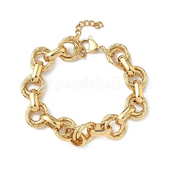 女性用304ステンレススチールローロチェーンブレスレット  イオンプレーティング（ip）  ゴールドカラー  7-1/4インチ（18.5cm）&nbsp;BJEW-S176-01G-C