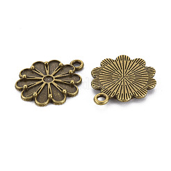 チベット風合金ペンダントエナメルセッティング  カドミウムフリー＆鉛フリー  花  アンティークブロンズ  22x18x2mm  穴：1.6mm&nbsp;PALLOY-N160-039AB