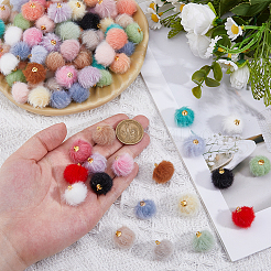 DIYドールクラフト  ポリエステルポンポムボール  ラウンド  ミックスカラー  17.5x15.5mm  穴：1.8mm&nbsp;FIND-WH0199-251