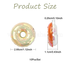 UVメッキ不透明アクリルビーズ10個。  虹色の  dount  ミックスカラー  28.5x11mm  穴：2.5mm&nbsp;MACR-YW0004-39