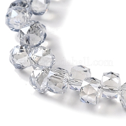 パール光沢メッキ電気メッキビーズ連売り  多面カット  ロンデル  ライトスチールブルー  8x6mm  穴：1.2mm  約95~98個/連  20.07~20.86インチ（51~53cm）&nbsp;EGLA-H104-09A-PL03