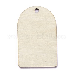 Eidムバラクテーマウッドペンダント  マスジッド柄  半楕円形  ダークオレンジ  67x42x2mm  穴：5mm&nbsp;WOOD-C011-06C