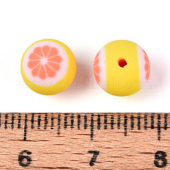 フルーツをテーマにした手作りポリマー粘土ビーズ  オレンジ  きいろ  8.2mm  穴：1.2~1.6mm&nbsp;CLAY-T022-04G