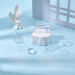キャップ付きプラスチック製ネイルアートスタンパースクレーパー  チップネイルスタンプ  透明  6.3x2.5~3.15cm&nbsp;MRMJ-CP0001-53