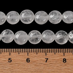 天然石クオーツクリスタルビーズ連売り  ロッククリスタルフラットラウンドビーズ  7.5~8x4.5~5mm  穴：1.2mm  約50~51個/連  14.57~15.35インチ（37~39cm）&nbsp;G-T047-A01-01
