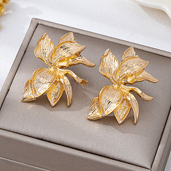 バレンタインデーの合金スタッドピアス  花  ゴールドカラー  42x30mm&nbsp;WG6B23E-01