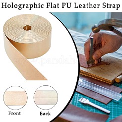 4.6~5m レーザーフラット模造革コード  衣服の装飾用の虹色のコード  ゴールド  30x0.8mm  約4.6~5m /ロール&nbsp;LC-GF0001-06F-02