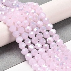 模造翡翠ガラスビーズスタンド  腹部の色  ファセット（32ファセット）  ラウンド  ピンク  6x5.5mm  穴：1.2mm  約91~93個/連  19.57~50.6インチ（49.7~50.6cm）&nbsp;X-EGLA-A035-J6mm-B02