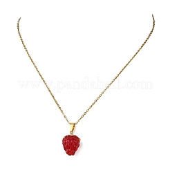 Handmade Lampwork Raspberry Pendant 304 Stainless Steel Cable Chain Necklaces for Women&nbsp;NJEW-JN06189
