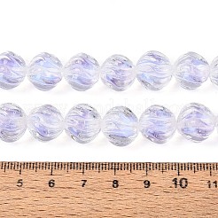 テクスチャ加工された内側の花、手作りのランプワークビーズ  ラウンド  ラベンダー  12mm  穴：1.5mm  約20個/連&nbsp;LAMP-T024-07E