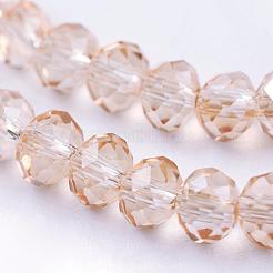 電気メッキガラスビーズセット  ファセットロンデル  淡いチソウ  3.5x2.5~3mm  穴：1mm  約100~101個/連  30~32cm&nbsp;EGLA-D020-3x2mm-71