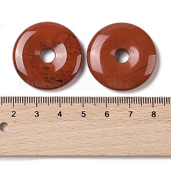 天然石レッドジャスパーペンダント  ドーナツ/円盤チャーム  30~31x5.5~6.5mm  穴：6mm&nbsp;G-F639-04H