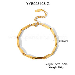 ユニセックスの304ステンレススチールリンクチェーンブレスレット  18KGP本金メッキ  6-1/4インチ（16cm）&nbsp;ED1203-3