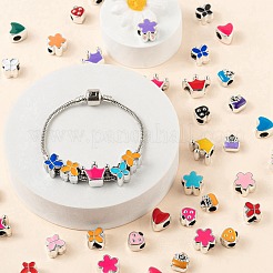 60Pcs 6 Style Girl Series UV Plating Acrylic European Beads&nbsp;OACR-LS0001-09