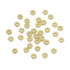 ラックメッキ合金スペーサービーズ  花  ライトゴールド  4x1.2mm  穴：1.2mm&nbsp;PALLOY-I216-47LG-01
