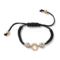 Flat Round with Angel 304 Stainless Steel Link Bracelets&nbsp;BJEW-A036-04A-G