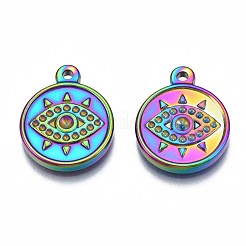 Rainbow Color 304 Stainless Steel Pendants Rhinestone Settings&nbsp;STAS-S119-094