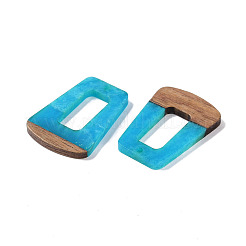 レジン＆ウッドパーツ  中空台形チャーム  ドジャーブルー  38x27x3mm  穴：2mm&nbsp;WOOD-F015-11E
